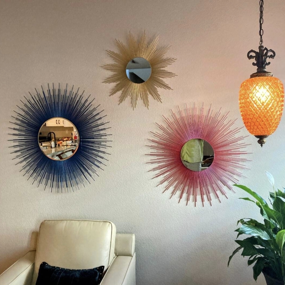 Set of Three 35" Sunburst Mirrors Home Wall Decor